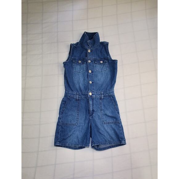 GAP Denim Kids Girl Romper Sz M (8-9) Blue Jean #576879 #721 - Picture 1 of 5
